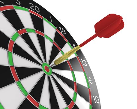 Dart stuck in a boardの写真素材