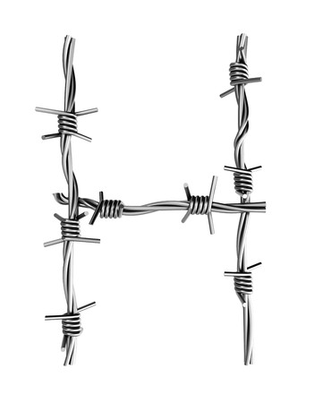 Barbed wire alphabet, H の写真素材