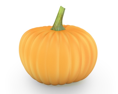 Orange pumpkin isolated on white backgroundの写真素材