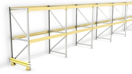 Row of pallet racks, isolated on white backgroundの写真素材
