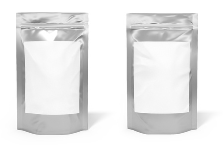 Foil bag package with blank space for labelの写真素材