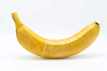 Banana isolated on a white background. Ripe yellow banana.の写真素材