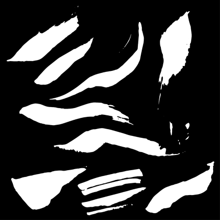 Ink spots set. Vector ink spot set. Different beautiful grundge ink spots. Spot set ink black background. White ink splashes.のイラスト素材