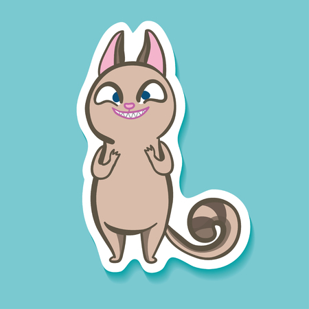 Vector sticker with funny emotion cat. Real Evilのイラスト素材