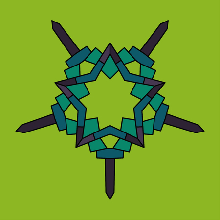 vector seamless pattern with bright geometry figure on green backgroundのイラスト素材