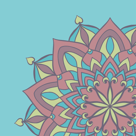 vector illustration with cute mandala on blue backgroundのイラスト素材