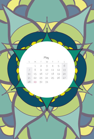 May calendar 2017 mandala ribal styleのイラスト素材
