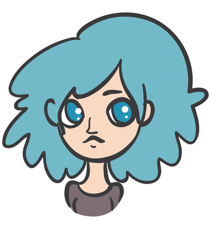 illustration with beautiful cool blue girlのイラスト素材