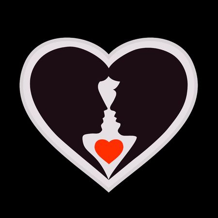 Young couple with heartの写真素材