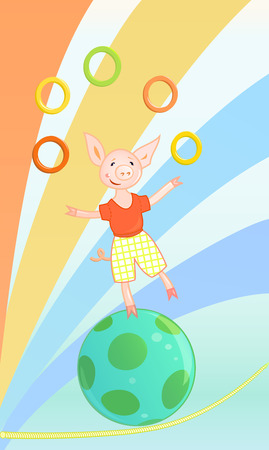 Funny circus pigのイラスト素材