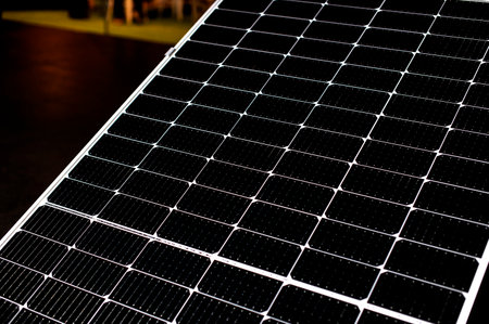 Closeup of black solar panel texture