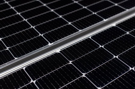 Closeup of black solar panel texture