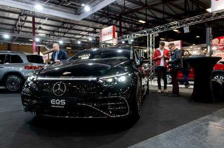 Riga,Latvia - April 29, 2022: Mercedes Benz EQS 580 4Matic showcased at International Motor Showのeditorial素材