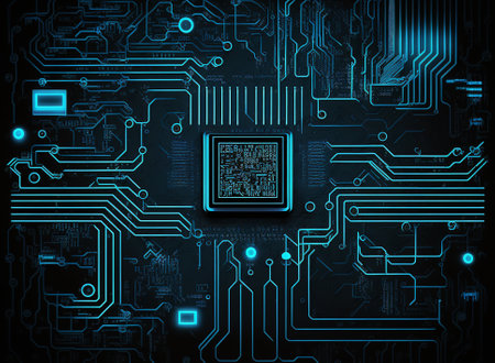 Abstract circuit cyberspace technology design. Generative Ai