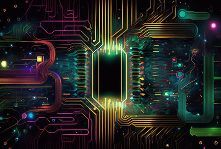Abstract circuit cyberspace technology design. Generative Ai