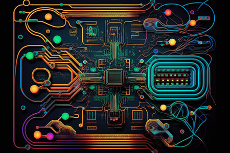Abstract circuit cyberspace technology design. Generative Aiの素材
