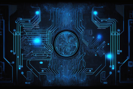 Abstract circuit cyberspace technology design. Generative Aiの素材