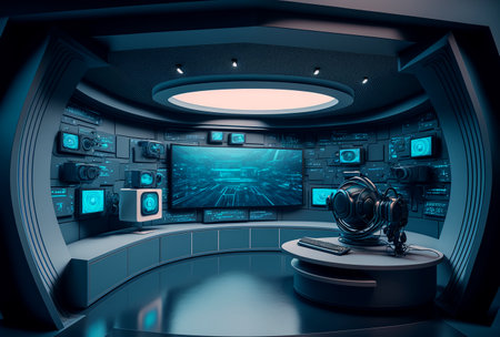 Modern TV studio interior, generative aiの素材