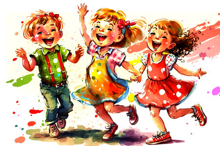 Happy children's day colorful illusstration generative aiの素材