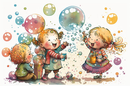 Happy children's day colorful illusstration generative aiの素材