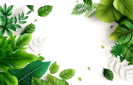 Green leaves on a white background, generative aiの素材