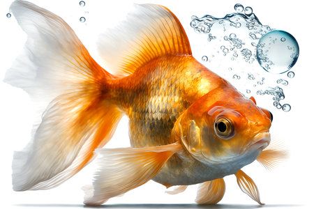 Gold fish isolated on white background, generative aiの素材