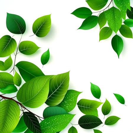 Green leaves on a white background, generative aiの素材
