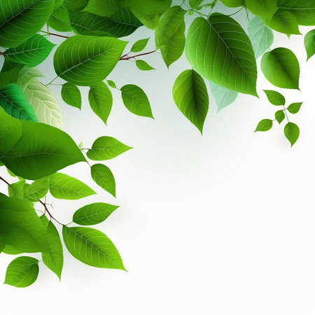 Green leaves on a white background, generative aiの素材