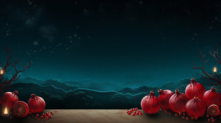 Yalda night pomegranate festival ramadan panoramic backgroundの素材