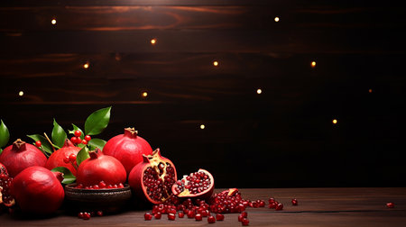 Yalda night pomegranate festival ramadan panoramic background with bokeh lightの素材