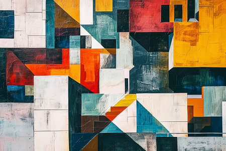 Abstract street architecture details in cubist styleの素材