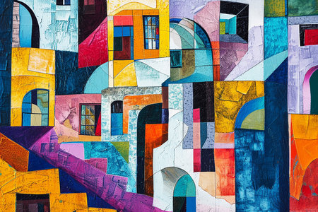 Abstract street architecture details in cubist styleの素材