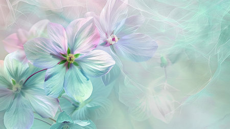 Floral background with copy space, romantic soft greeting card design, painting with oil colorsの素材