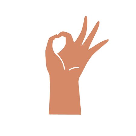 Ok gesture, hand isolated silhouette, vector illustration.のイラスト素材