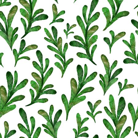 Floral seamless pattern. Hand drawn watercolor green leaves, print for textile.の写真素材