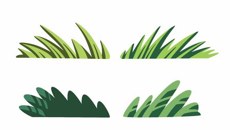Cute cartoon grass isolated on white background vector. Decorative nice plant clip art, stock flat style clip art illustration for children fairy tale book.のイラスト素材