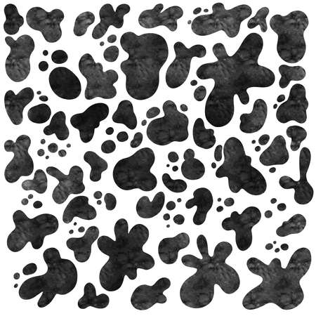 Ink drops and drips.  black blobs collection textured illustration.の写真素材