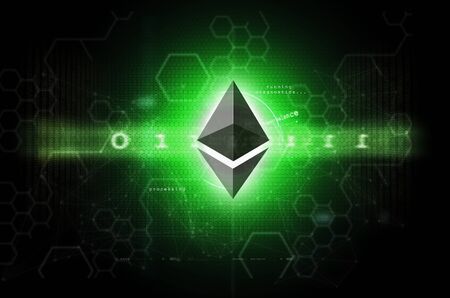 Ethereum cryptocurrency and blockchain abstract backgroundのeditorial素材