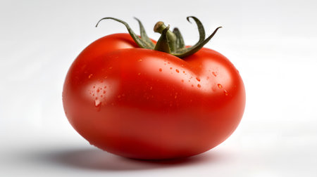 tomato with water drops on a white background, 3d illustrationの素材