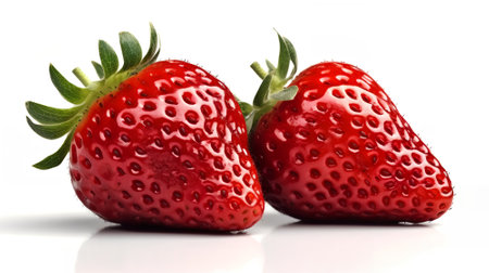 Strawberries isolated on white background. Studio shot. Full depth of field.の素材