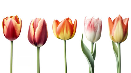 Set of tulip flowers isolated on white background, clipping path includedの素材