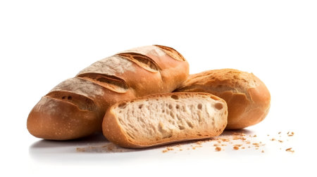 Fresh bread isolated on a white background. Fresh loaf of bread.の素材