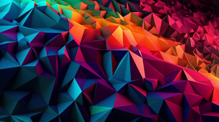 3d rendering of abstract low poly background in origami style with vibrant colorsの素材