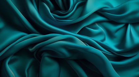 Closeup of rippled blue silk fabric. 3d renderの素材