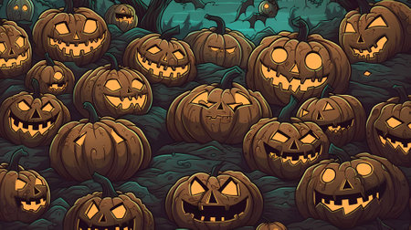 Halloween background with pumpkins. Vector illustration for your design.の素材