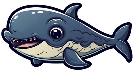 Cartoon Illustration of a Cute Orca Fish Animal Characterの素材