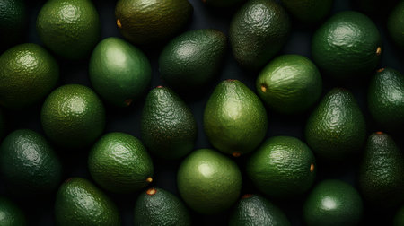 Fresh ripe avocados on a dark background. Close-up.の素材