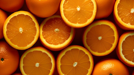 Orange fruit background. Top view of fresh orange fruit slices background.の素材