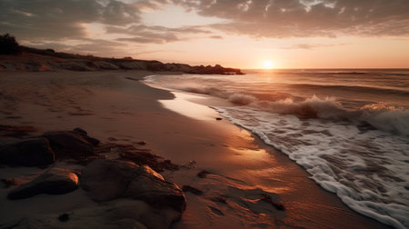 Beautiful sunset over the sea. Beautiful seascape at sunset.の素材