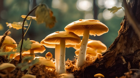 Mushrooms in the autumn forest. Close up. Selective focusの素材